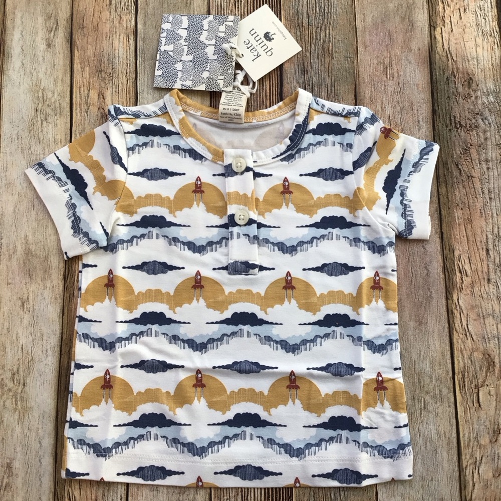 NWT Kate Quinn Bamboo Rocket Henley Tee